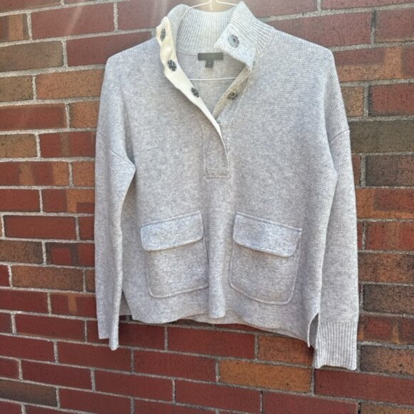 J.Crew Women’s Half-Snap Sweater – Heather Gray – Size XS - Picture 1 of 4